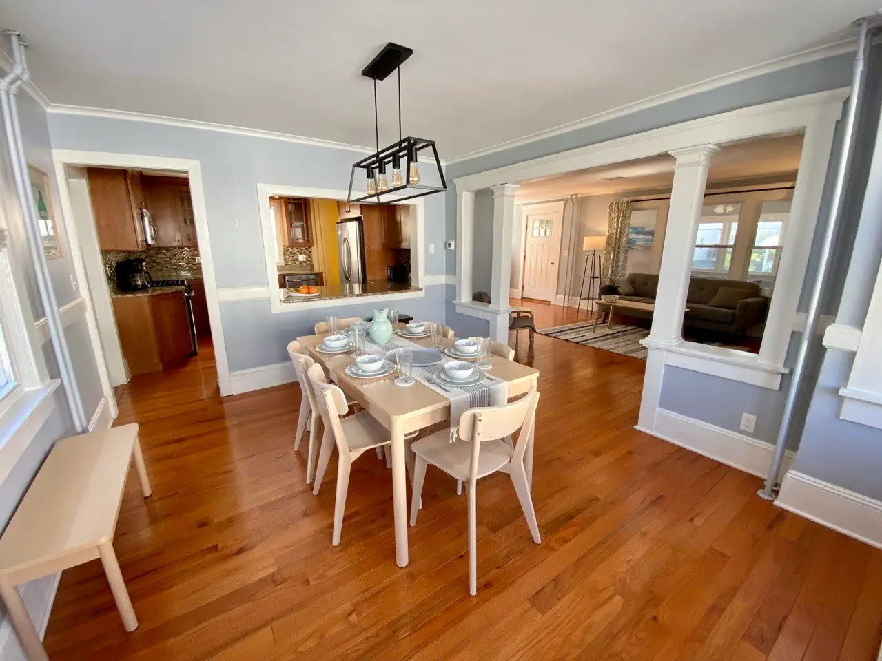 Dining table set for eight