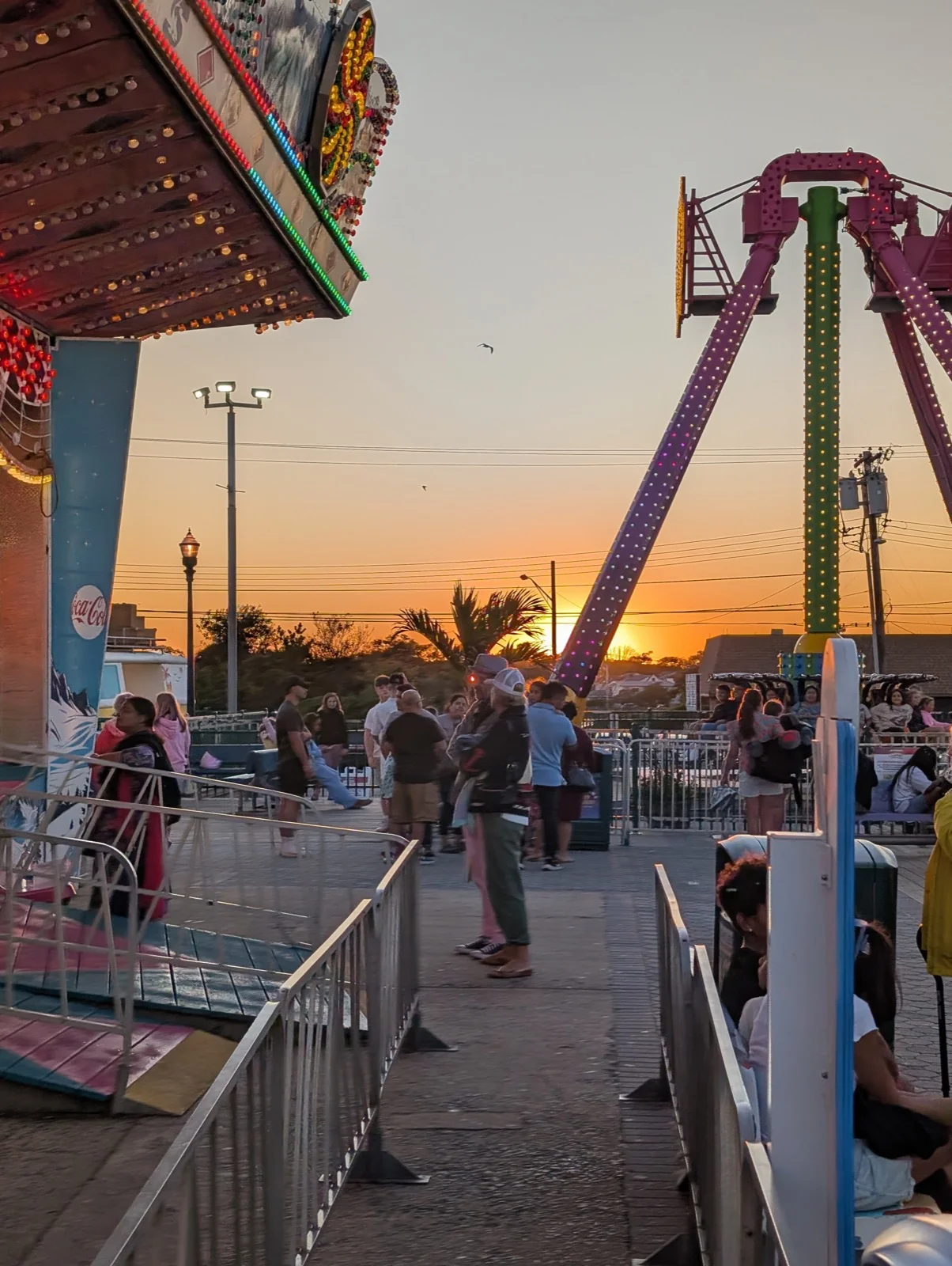 Sunset at Jenkinson's boardwalk rides